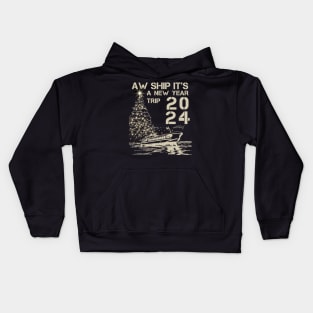 Aw Ship It's A New Year 2024 Trip Cruise Vacation Matching Kids Hoodie